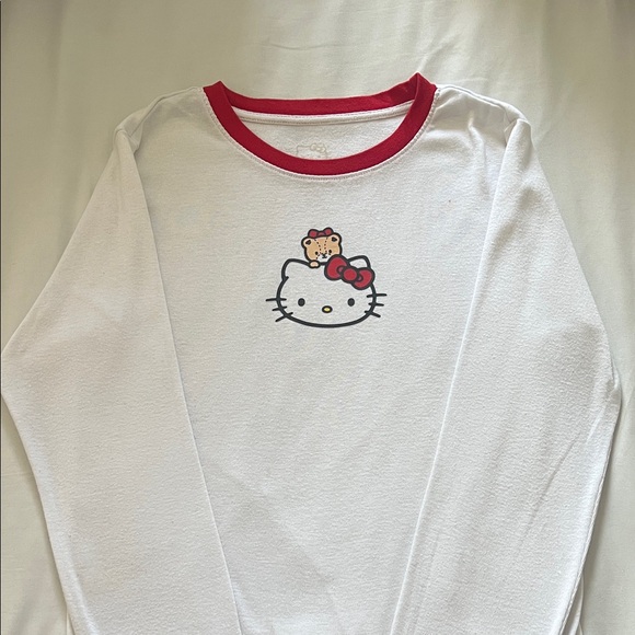 Hello Kitty Long Sleeve Tee - White with Red Trim - Picture 1 of 1